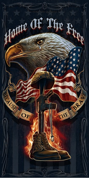 Bald Eagle American Flag Sticker - Home Of The Free Because Of The Brave Decal