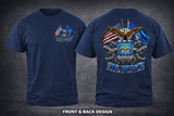Double Flag Eagle US Air Force Licensed Shirt, Long Sleeve & Hoodie | Official USAF Apparel | Veteran Military Clothing Made in USA