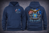 Double Flag Eagle US Air Force Licensed Shirt, Long Sleeve & Hoodie | Official USAF Apparel | Veteran Military Clothing Made in USA