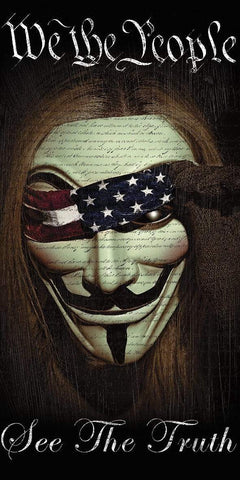 Guy Fawkes and Anonymous We The People See The Truth Large Bath Beach Towel