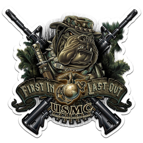 MARINE DEVIL DOG FIRST IN LAST OUT Reflective Sticker