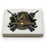 MARINE DEVIL DOG FIRST IN LAST OUT Stoneware Coaster