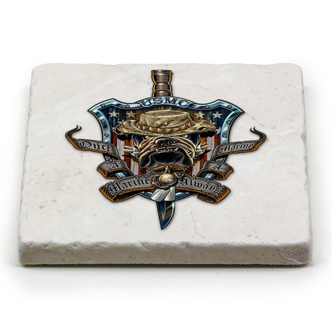 ONCE AND ALWAYS A MARINE Stoneware Coaster