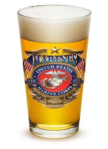 USMC BADGE OF HONOR Pint Glass